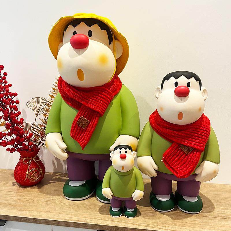 大号胖虎歪头创意手办公仔摆件车载玄关客厅电视柜台面高级感装饰