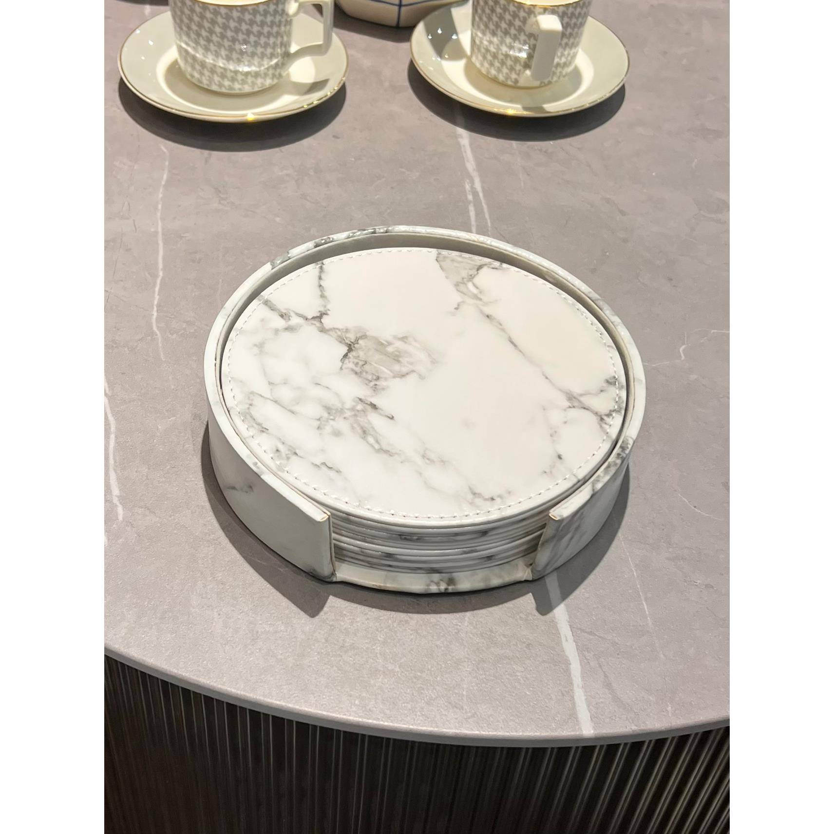 隔热垫碗垫家用餐桌垫圆形大杯垫加厚皮革防水耐热防烫18cm6片装