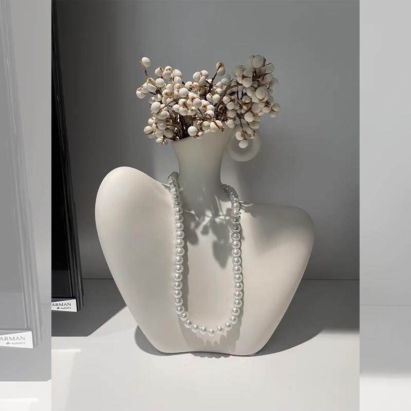 高级感摆件艺术创意美人肩陶瓷花瓶电视机柜客厅小众设计感摆件