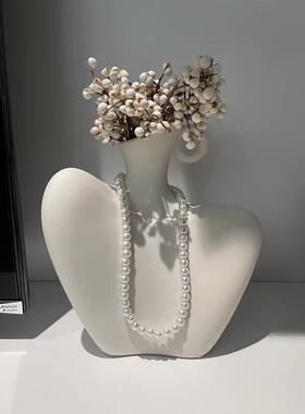 高级感摆件艺术创意美人肩陶瓷花瓶电视机柜客厅小众设计感摆件