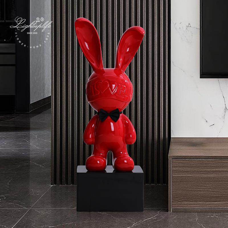 电视柜摆件客厅落地大型公仔时尚个性love兔子商场酒店咖啡馆装饰