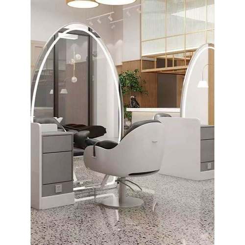 新款理发店镜子落地双面镜带灯发廊专用美发镜台不锈钢剪发烫染镜