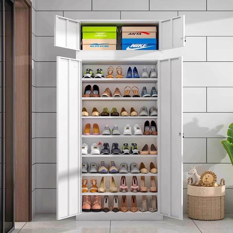 铁皮鞋柜家用门口带锁楼多层可调节铁艺收纳柜道阳台鞋架2.2米高