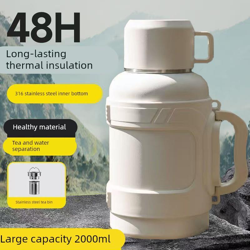 矮胖大容量保温壶2L不锈钢户外便携大号保温杯车载热水瓶家用水壶