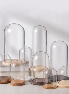 促销新款摆放花玻璃罩透明展示盒人偶耶诞树积木手模桌面摆件模型