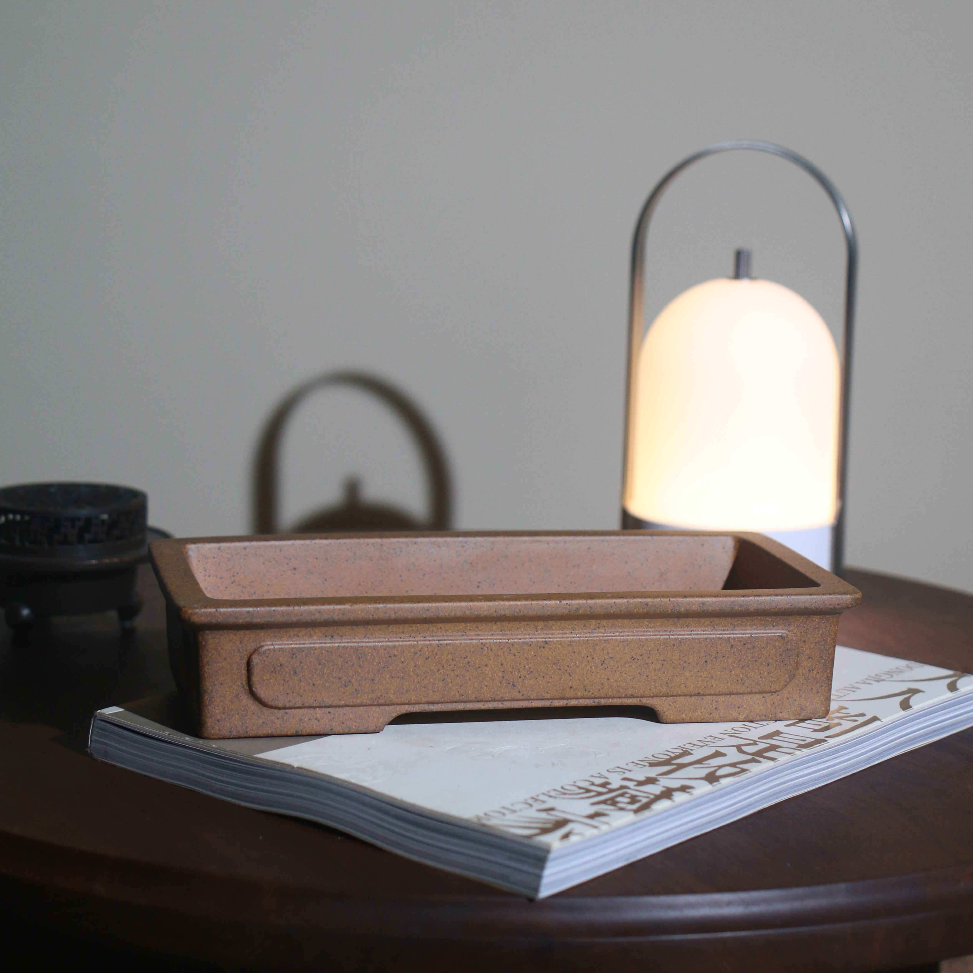 紫砂花盆唯珍柴烧长方形马槽盆开窗F面奎面柴烧段泥降坡泥手工名