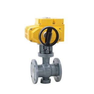 PQ940C 16C粉尘颗粒粉末耐磨耐冲刷铸钢法兰电动陶瓷偏心阀