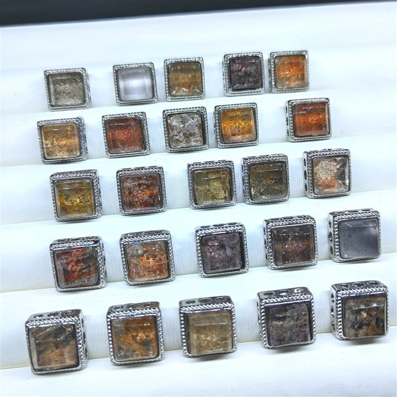 银饰镶嵌天然花幽灵颗颗有景物可以DIY提溜手链项链戒指价格优惠