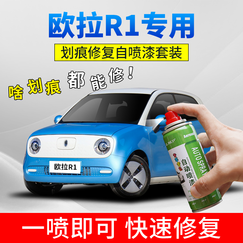 适用欧拉黑猫R1补漆笔源动蓝汽车划痕修复白猫iQ自喷漆神器钛白色