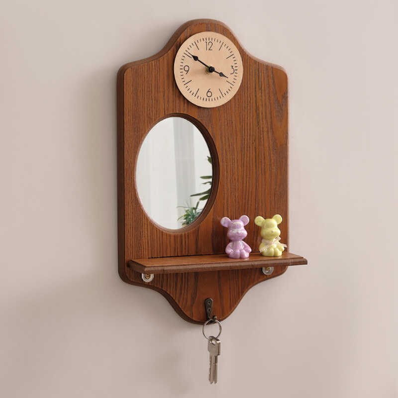 创意进门口墙上装饰挂钩免打孔入户玄关钥匙挂钩挂架收纳木质置物