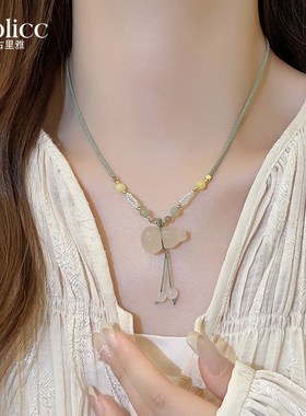 新中式葫芦吊坠编织绳项链女2025新款轻奢小众锁骨链夏天脖子配饰