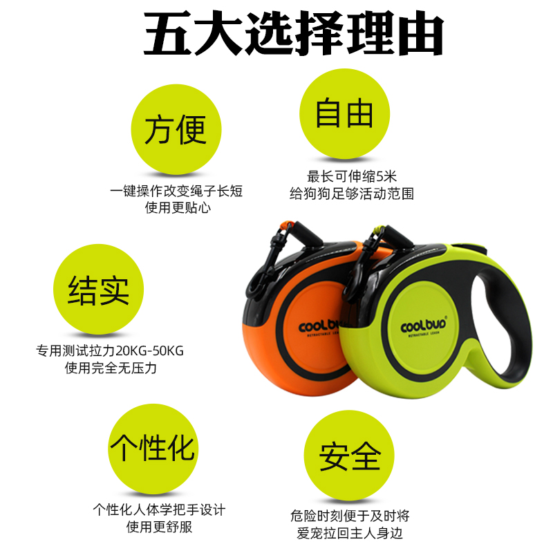 狗狗伸缩牵引绳溜狗胸背带小型中型大型犬防咬断遛狗绳宠物用品