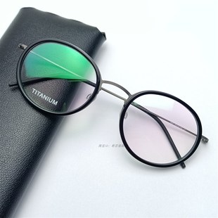 林德5805超轻纯钛眼镜重8.5g无螺丝圆形眼镜架全框板材圈不碎镜片