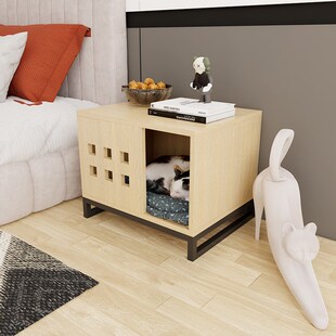 新款家用环保实木猫柜猫窝猫笼茶几边几人宠共用床头柜定制