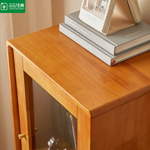 云云佳美实木边柜樱桃木色客厅角柜现代简约家用夹缝柜北欧风窄柜