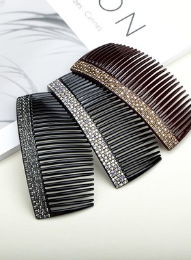 佩妮镶钻刘海梳倒插发梳插梳大号防滑蓬松发卡盘发长梳子韩国发饰