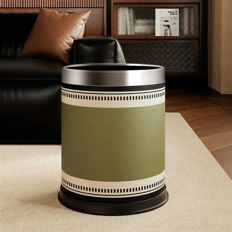 法式高颜值垃圾桶圆形无盖家用客厅卧室房间厨房卫生间大号大容量