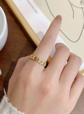 【立减100】时尚爆款铜钱覆古戒指小众设计气质百搭指环女生