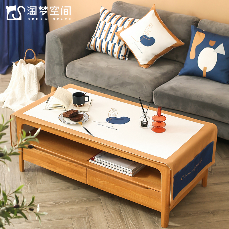 北欧简约棉麻布艺茶几桌布防水防A油免洗家用长方形台布电视柜盖