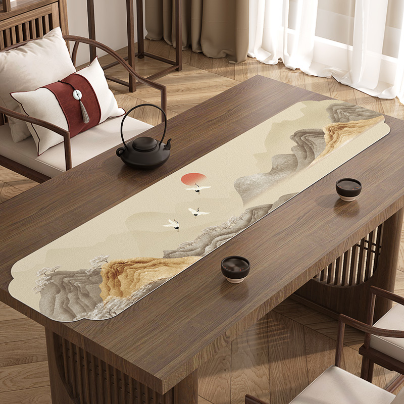 新中式国风茶席茶台吸水垫子茶桌垫布G禅意茶桌布轻奢高端茶旗桌