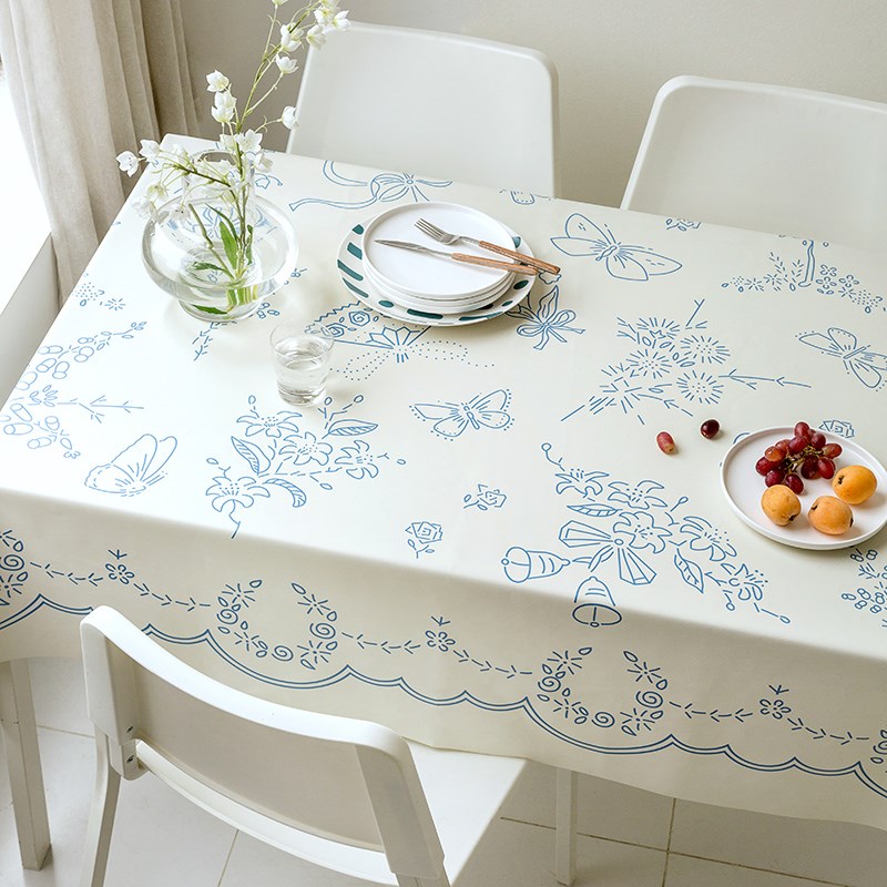 轻奢法式小羊皮纹桌布高级u感田园复古餐台布圆形家用茶几防水防