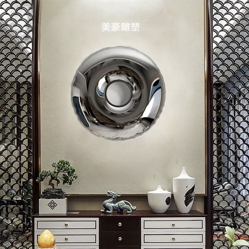 圆形不锈钢金属甜甜o圈壁饰轻奢酒店样板房沙发背不锈钢圆环背景