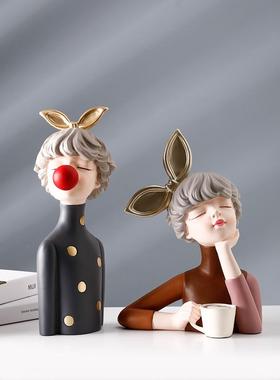 泡泡女孩电视酒柜摆件家居装饰品客厅轻奢高档高端玄关小简约现代