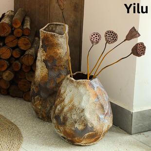 手工B&B酒店Wabi-Sabi风格禅宗装饰品陶瓷花瓶石器花瓶插花覆古怀