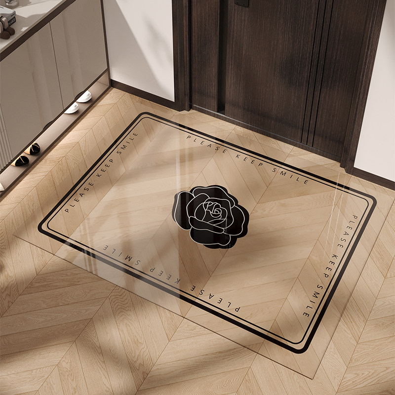 PVC透明入户门地垫软玻璃防滑脚垫耐脏免洗可裁剪门垫轻奢高级感