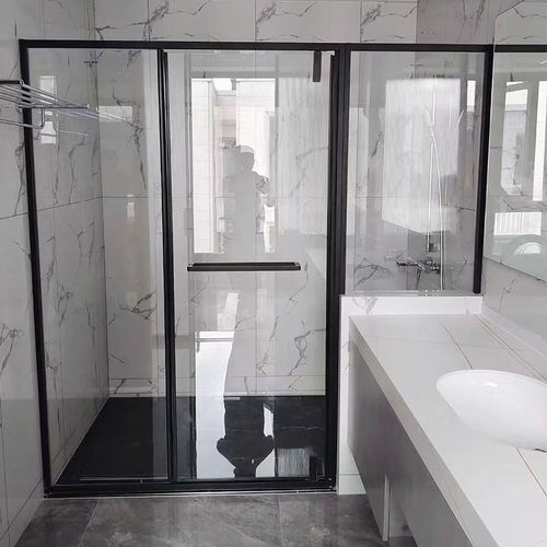 一字型卫生间干湿分离隔断定制淋浴房推拉移门不锈钢铝合金玻璃门