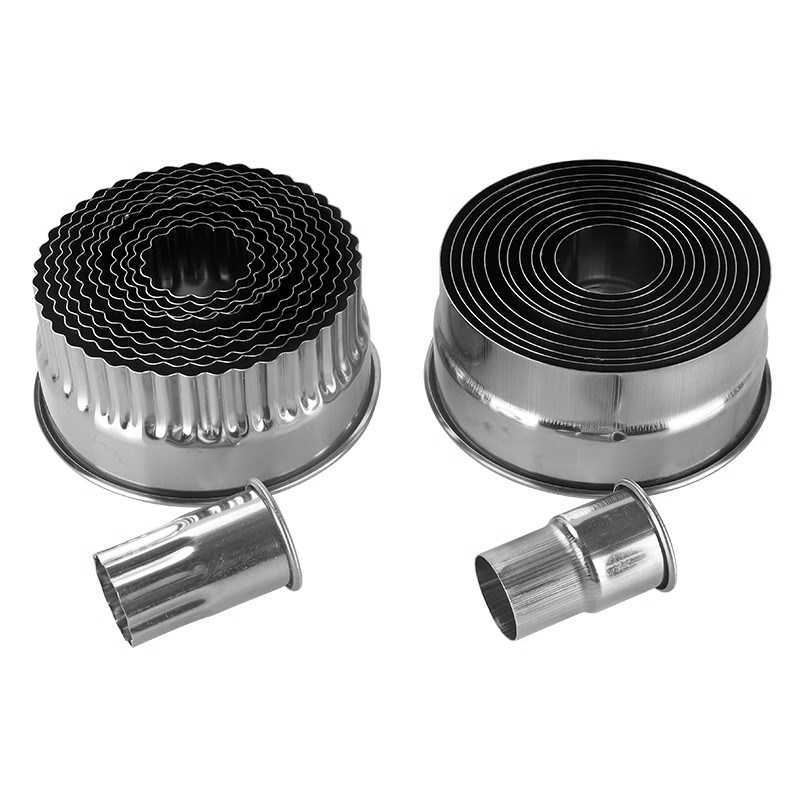 12头不锈钢圆形卡通包模具光级牙极蛋糕水果蔬菜饼干切模花边工具