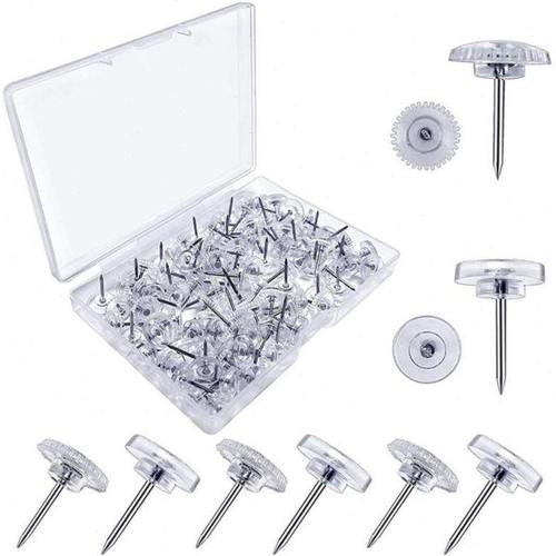 热销办公透明圆形齿轮塑料图钉按钉工字钉软木板留言