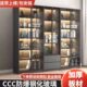 轻奢玻璃门书柜客厅落地靠墙防尘组合书柜书架简约现代储物展示柜