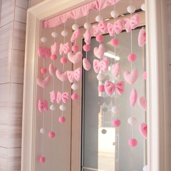 女粉色爱心之家免打孔网红卧室厨房卫生间门帘隔断帘珠帘店铺商用,居家布艺,珠帘/挂帘,淘宝优惠券,粉丝福利购,淘宝优惠卷