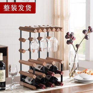 酒架实木酒杯架摆件红酒架倒挂轻奢家用葡萄酒红酒置物架高脚杯架