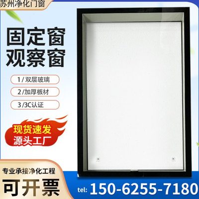 双层中空玻璃窗洁净室无尘车间净化窗观察窗走廊医院隔音固定视窗