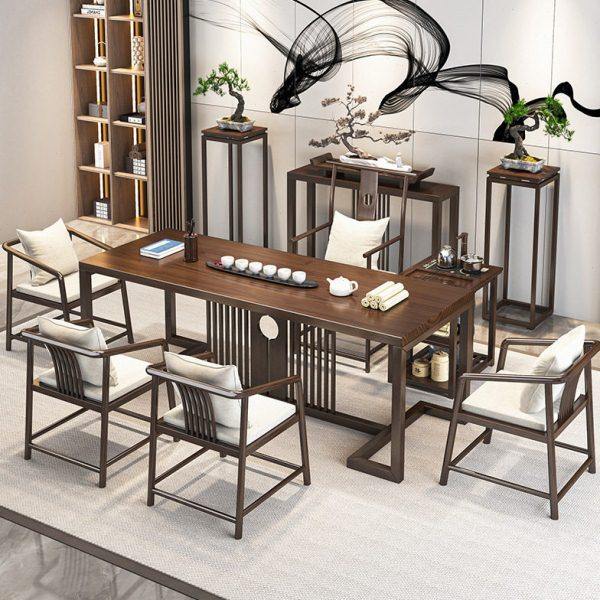 新中式实木茶桌家用客厅泡茶桌椅组合公室茶楼胡桃木色茶桌全套,商业/办公家具,茶台/茶桌,淘宝优惠券,粉丝福利购,淘宝优惠卷