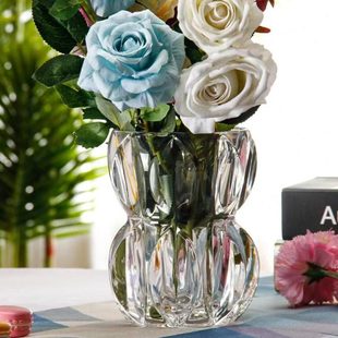 新款轻奢加厚花器家居摆件干花切花花瓶玻璃小口轻奢水培插花花瓶