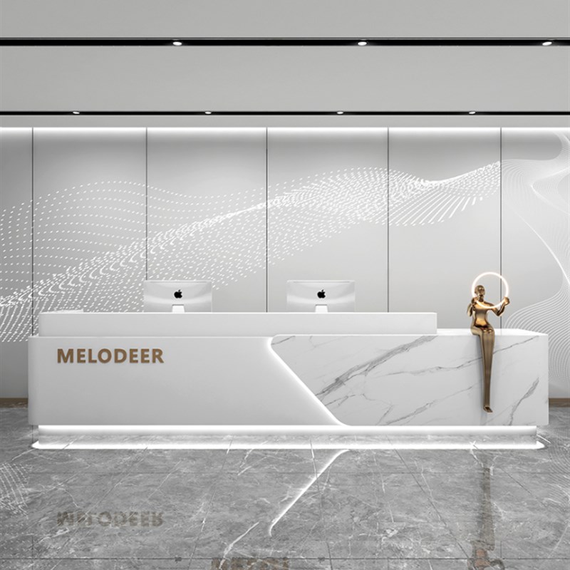 简约现代公司前台酒n店接待台大理石烤漆咨询收银台美容院吧台定