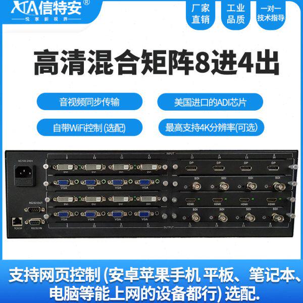 高清混合矩阵8进4出9/12/15/18HDMI/DVI/VGA/SDI插卡式数字切换器