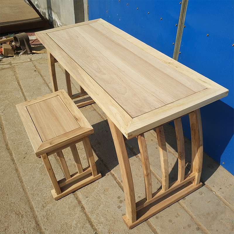 北方老榆木实木古琴桌凳仿古国学桌马鞍桌琴桌课桌茶桌白茬白坯