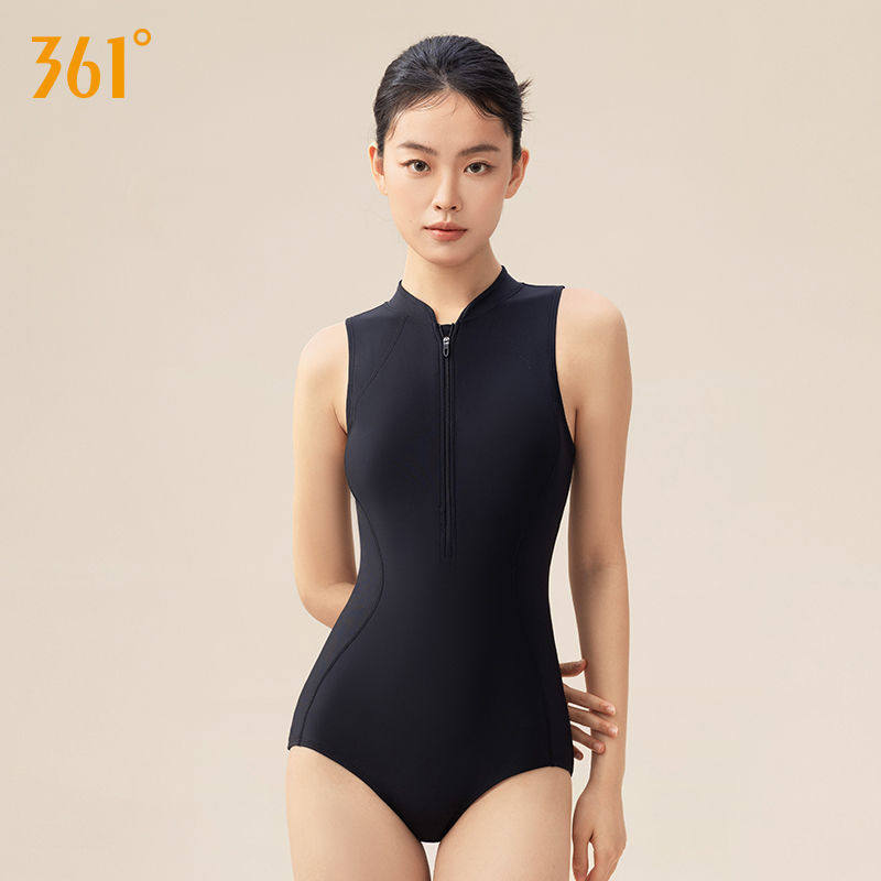 361纯色竞技速干三角连体泳衣女