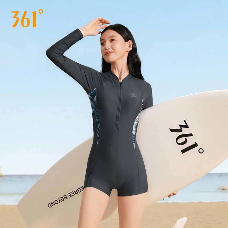 361长袖平角连体泳衣女士2025新款成人泡温泉防晒游泳馆训练泳装