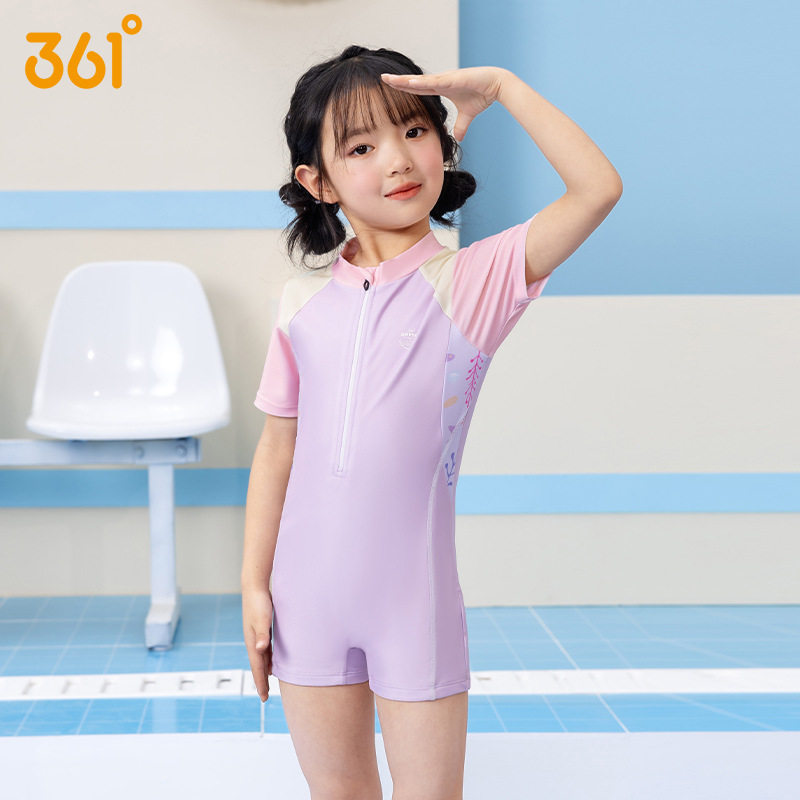 361°女童拼色速干连体泳衣