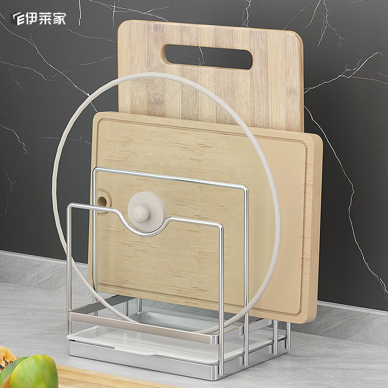 304不锈钢砧板架三格厨房台面厚菜案板沥水架锅S盖收纳多用置物架