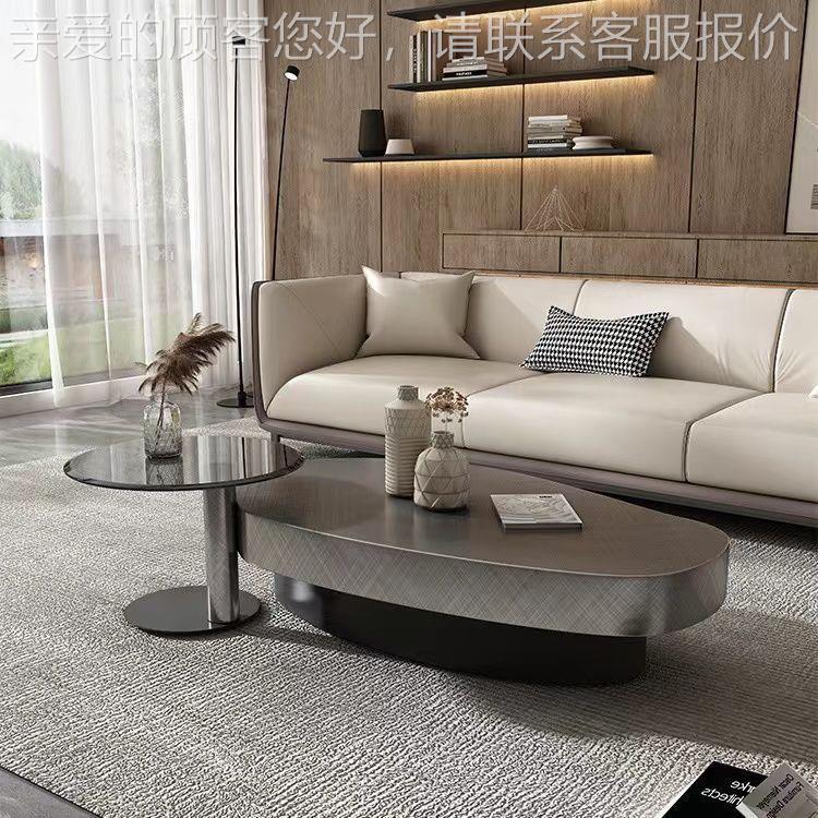 客不585锈钢异形圆形芒果意茶几轻奢小椭户型家用式厅设计师茶桌