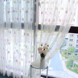 现代简约成品窗帘纱帘飘窗白沙帘遮光免打孔轨道挂钩家用窗纱定制