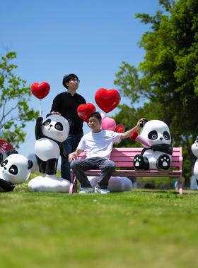 玻璃纤维卡通熊猫雕塑商场广场萌宠装置艺术景观户外动物装饰摆饰
