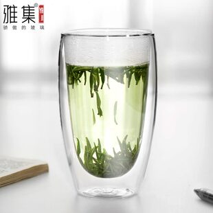 雅集双层家用隔热极简杯耐热防烫加厚玻璃杯透明杯咖啡杯绿茶杯