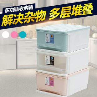 收纳柜透明家用收纳箱塑料大号收纳盒整理箱 松佳牌多层可叠抽屉式
